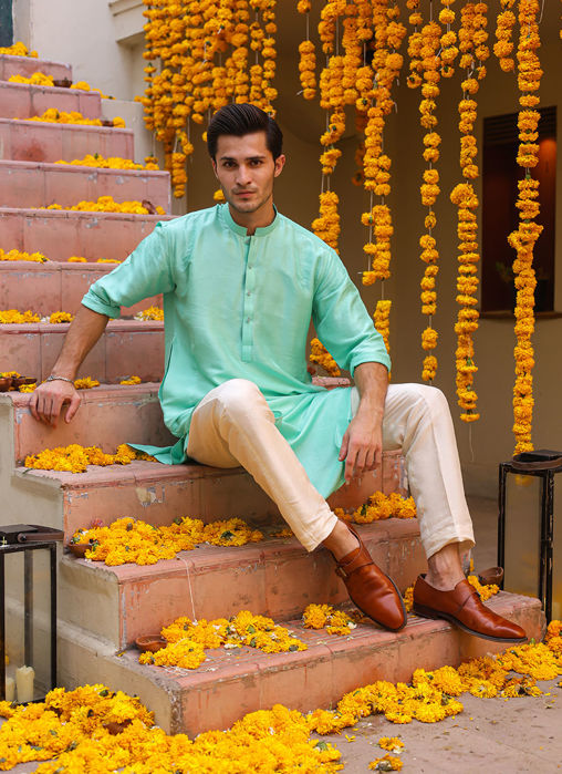 Logan Aqua Kurta For Men