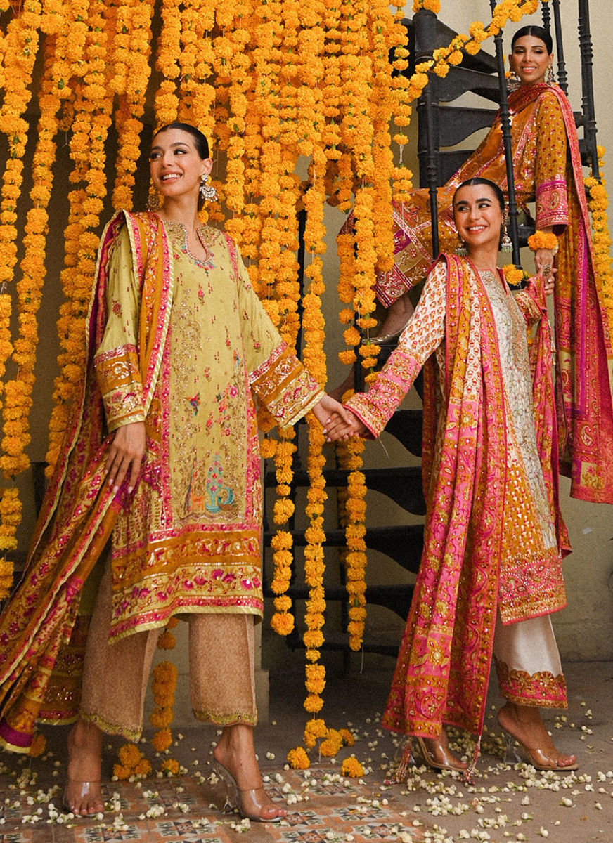 Twila Ivory Hand Worked Kurta, Izaar, With Block Printed Embellished Dupatta