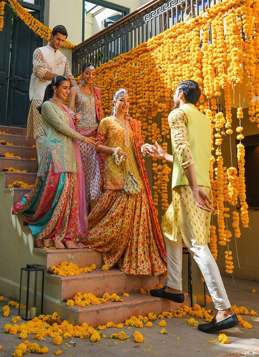 Marina Short Shirt Over Block Printed Lengha Choli