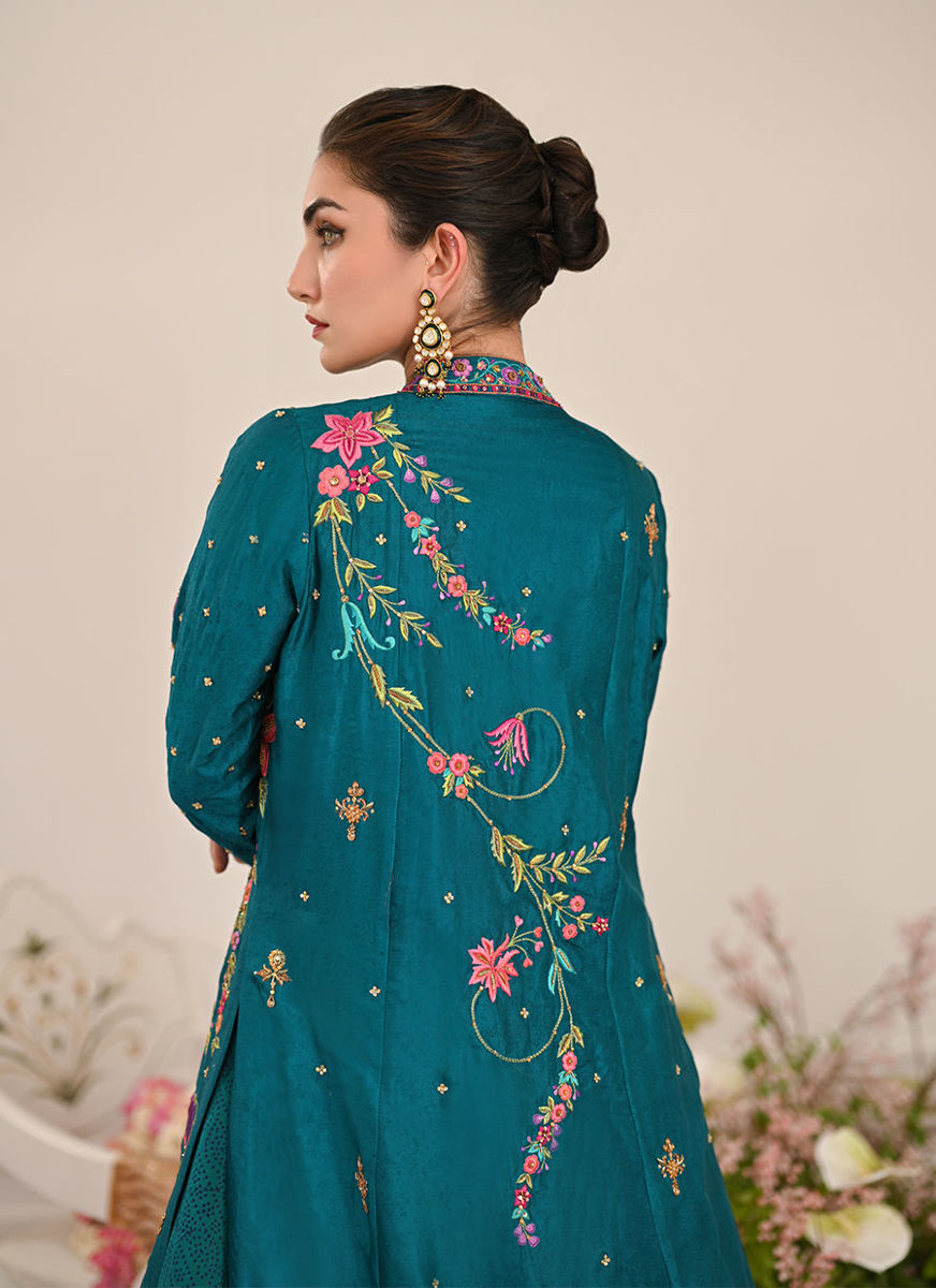 Elara Single Dhaagha Jacket With Block Printed Lehnga