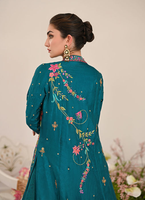 Elara Single Dhaagha Jacket With Block Printed Lehnga