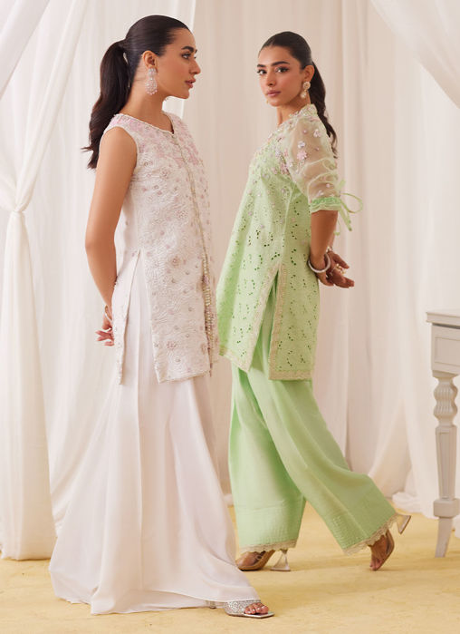 Zana Pearl White Hand Embellished Shirt