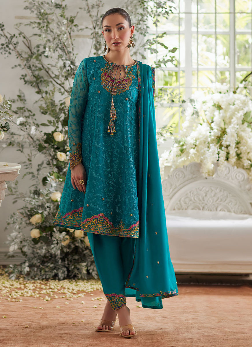 Ivalia Teal Shirt And Dupatta