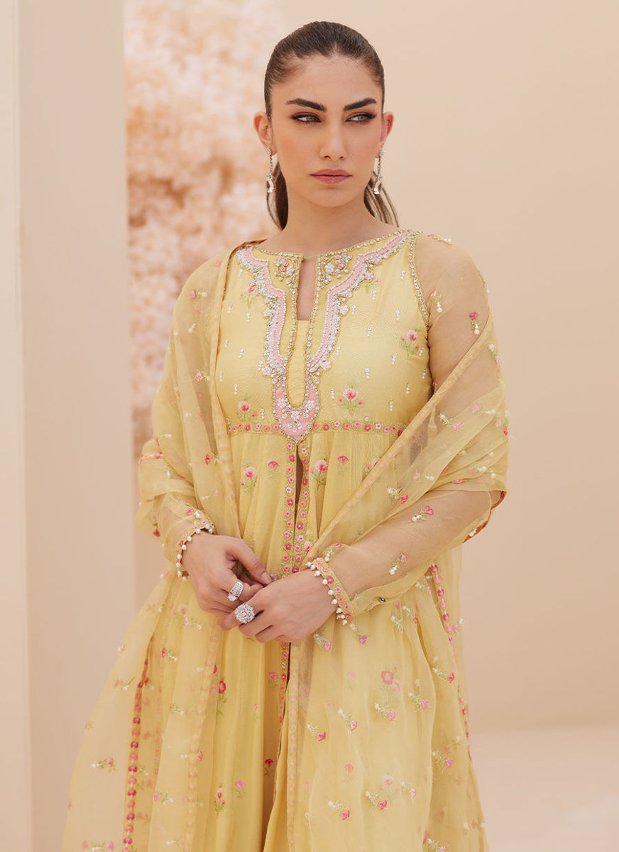 Buttercup Silk Kalidaar And Dupatta