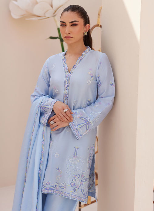 Bettie Cornflower Blue Shirt And Dupatta
