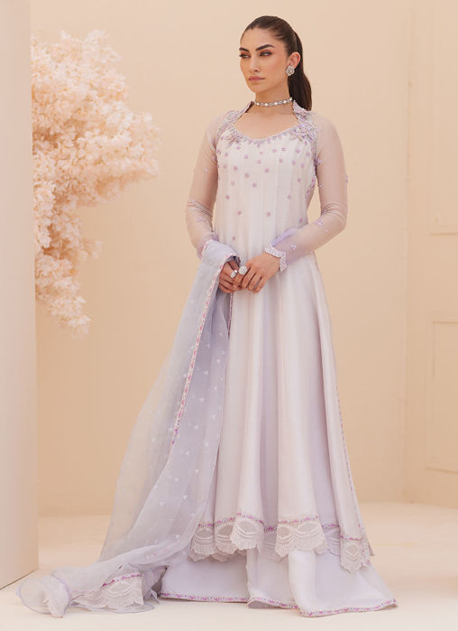 Katniss Silver Pearl Kalidar And Dupatta