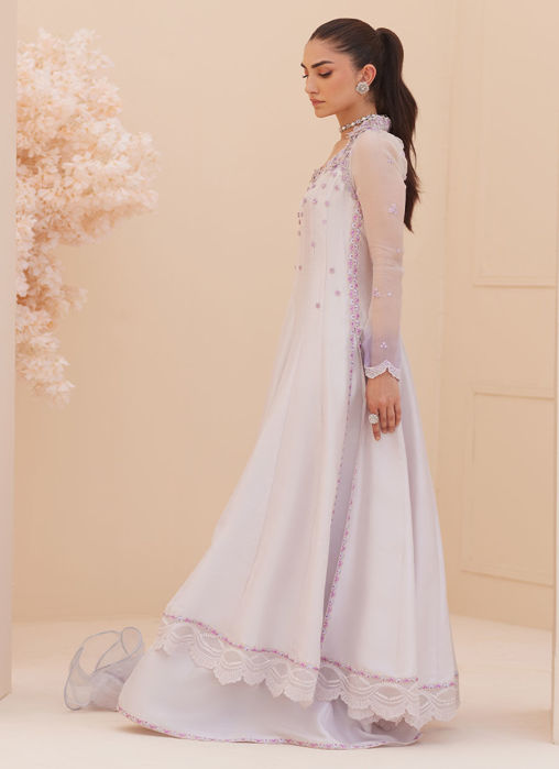 Katniss Silver Pearl Kalidar And Dupatta