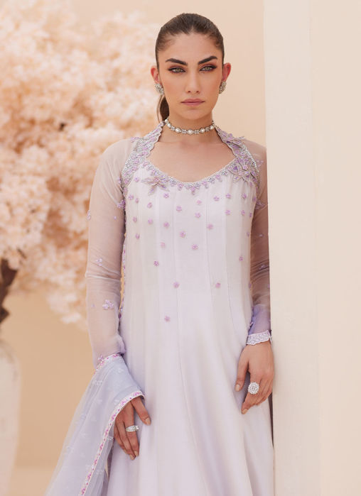 Katniss Silver Pearl Kalidar And Dupatta