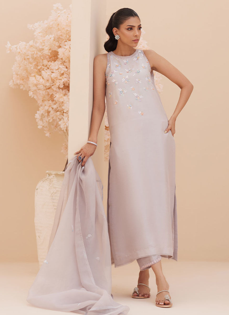 Silvia Silver Shirt And Dupatta