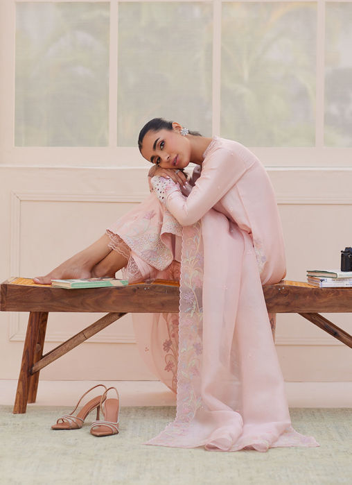 Aurora Pastel Pink Shirt And Dupatta