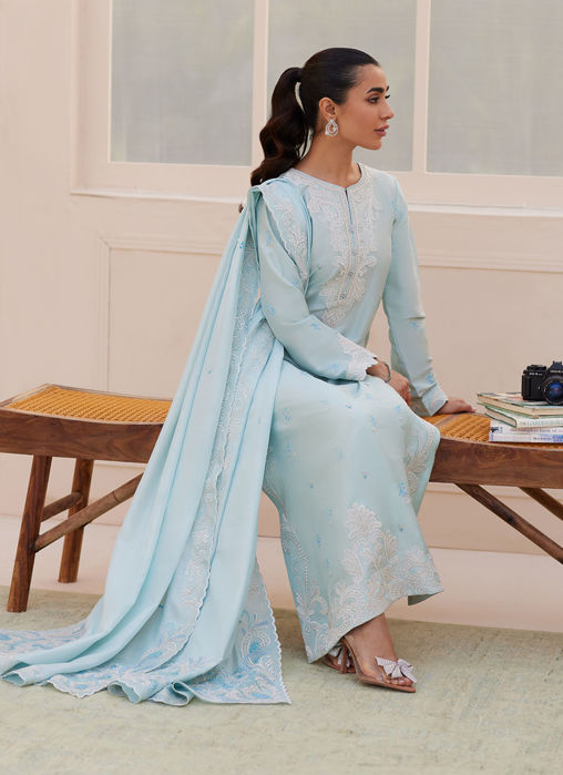 Carla Powder Blue Shirt And Dupatta