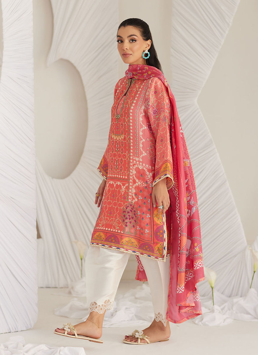 Lillia Tangerine Shirt And Dupatta