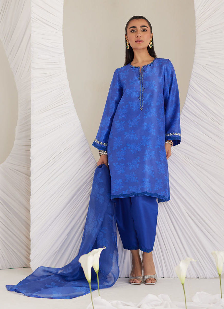 Electra Cobalt Shirt And Dupatta