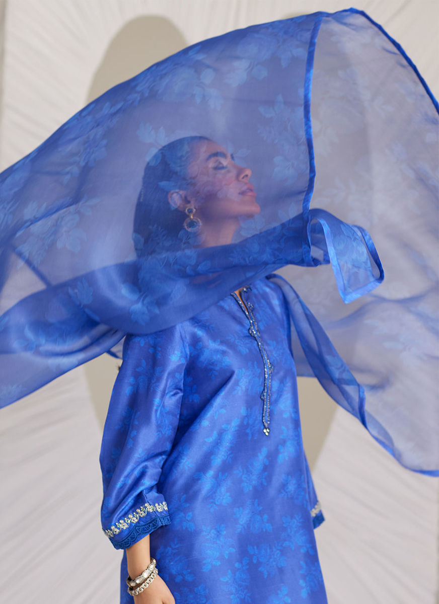 Electra Cobalt Shirt And Dupatta
