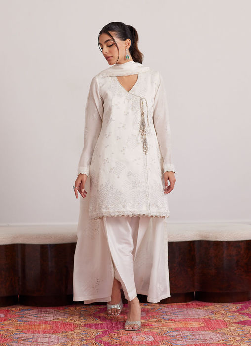 Calla Ivory Angarkha And Dupatta