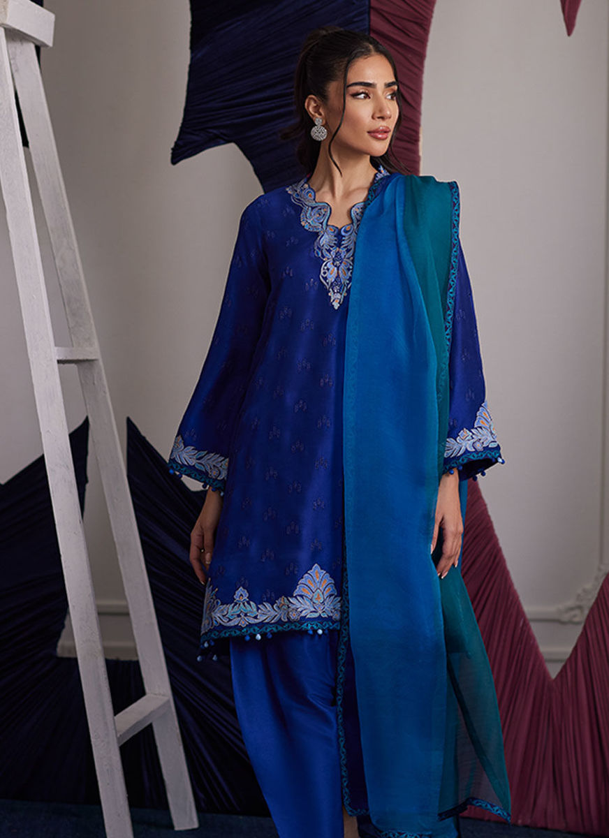 Aliza Azure Shirt And Dupatta