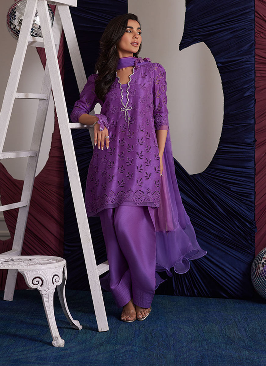 Illy Grape Shirt And Dupatta