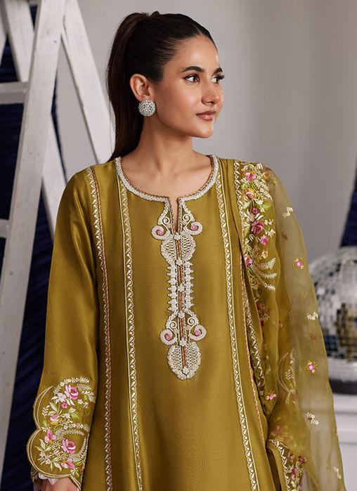 Rue Olive Shirt And Dupatta