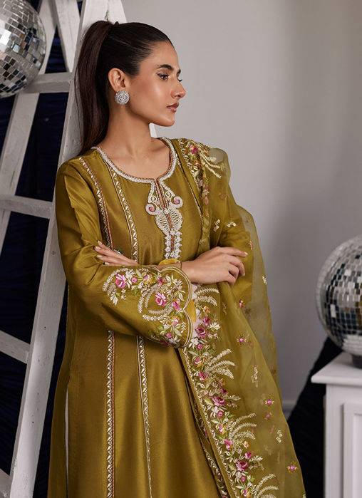 Rue Olive Shirt And Dupatta