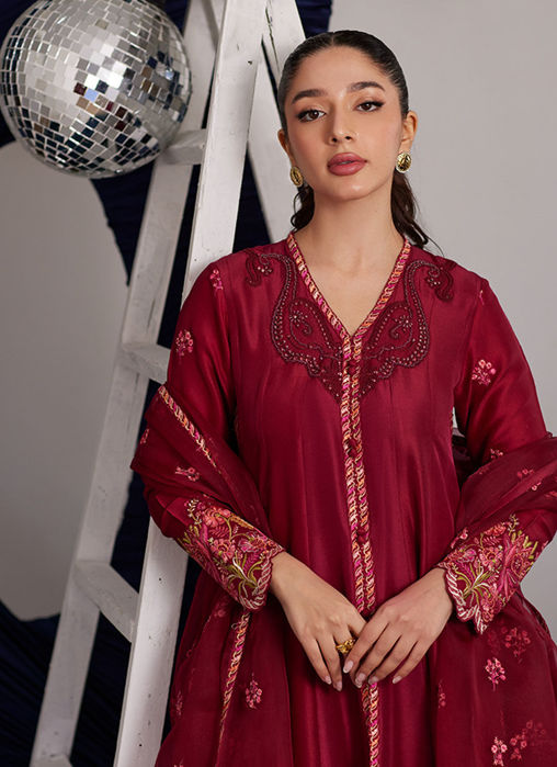 Miko Crimson Kalidaar And Dupatta