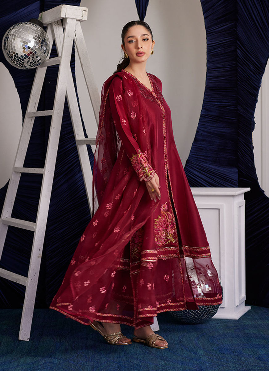 Miko Crimson Kalidaar And Dupatta