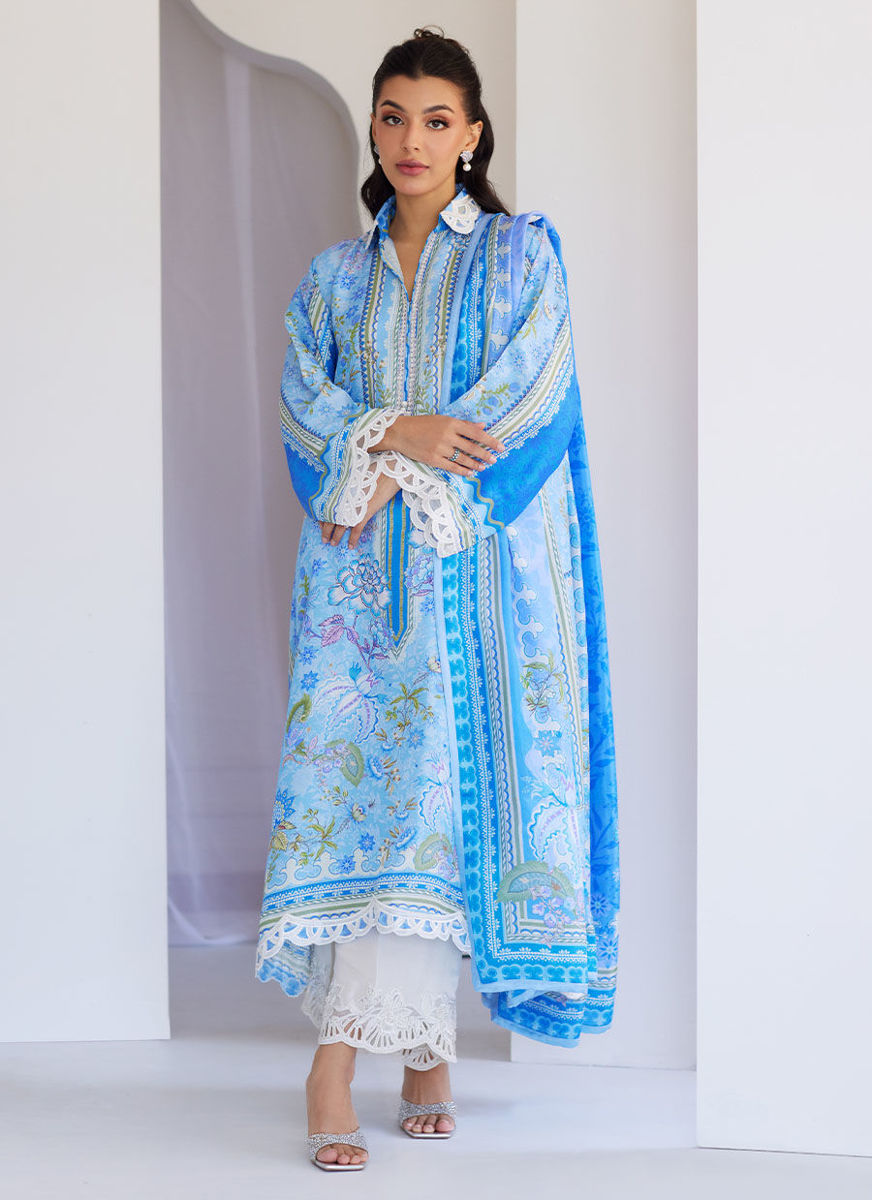 Zadie Blue Shirt And Dupatta