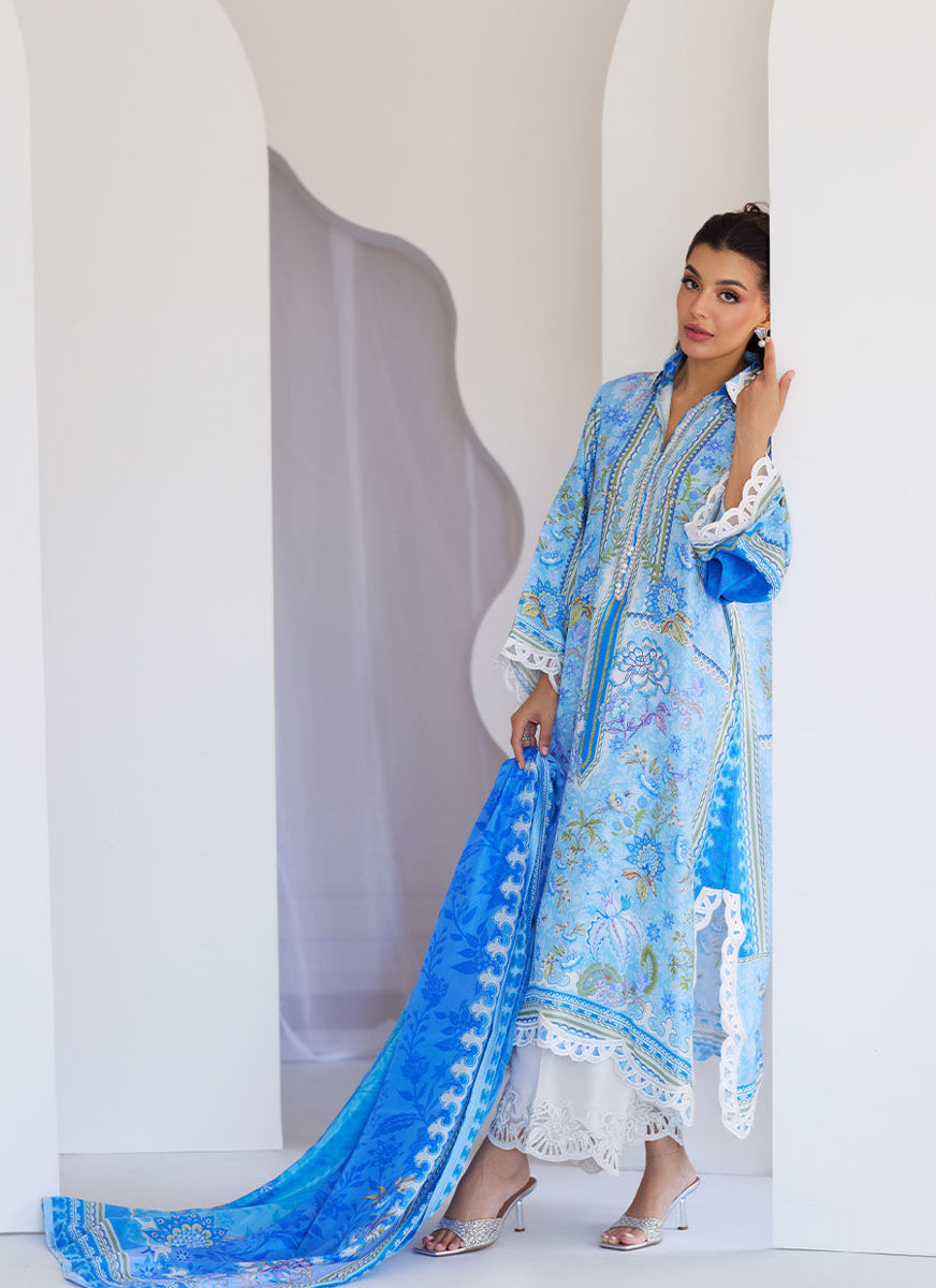 Zadie Blue Shirt And Dupatta