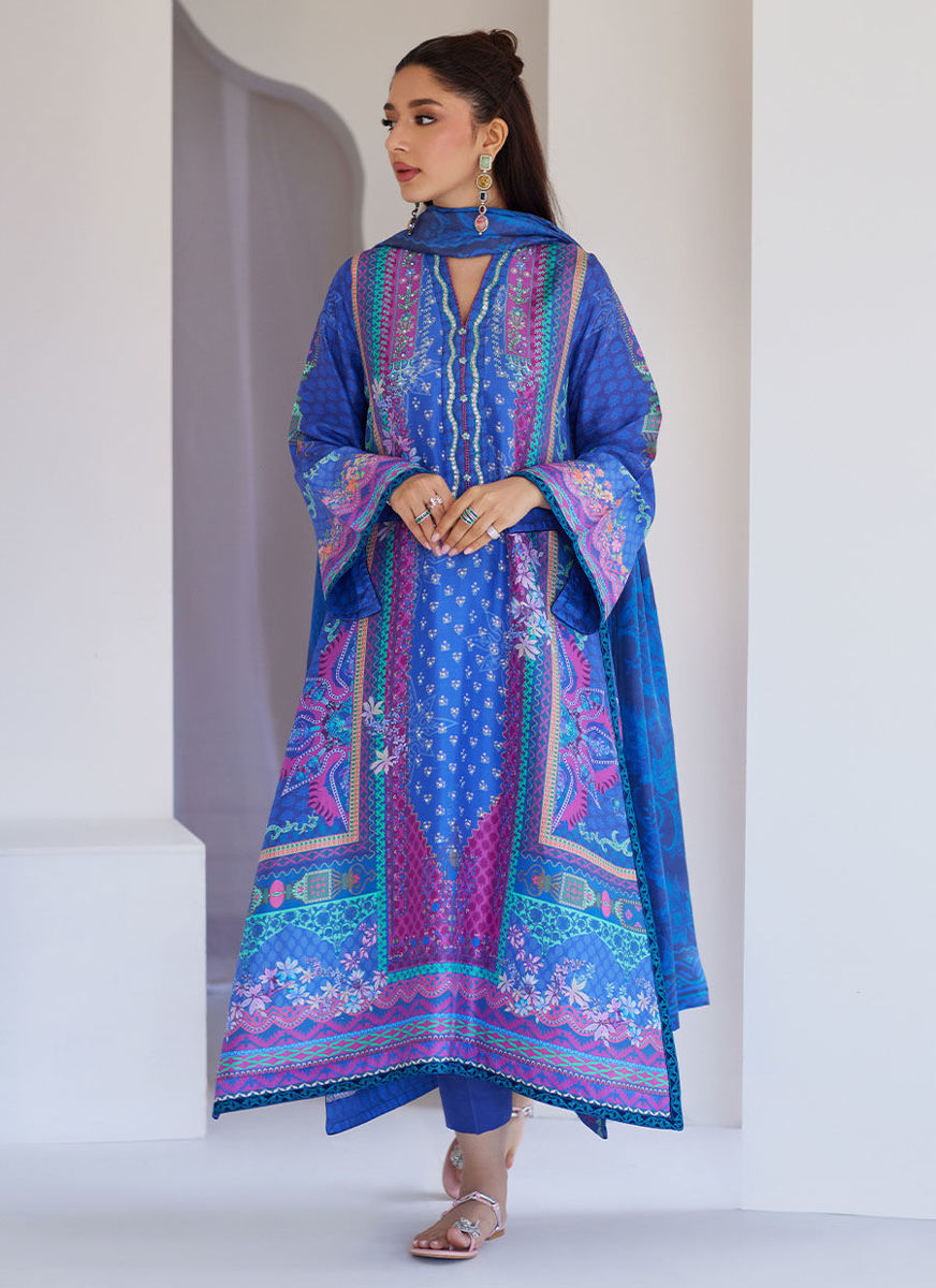 Revel Blue Shirt And Dupatta