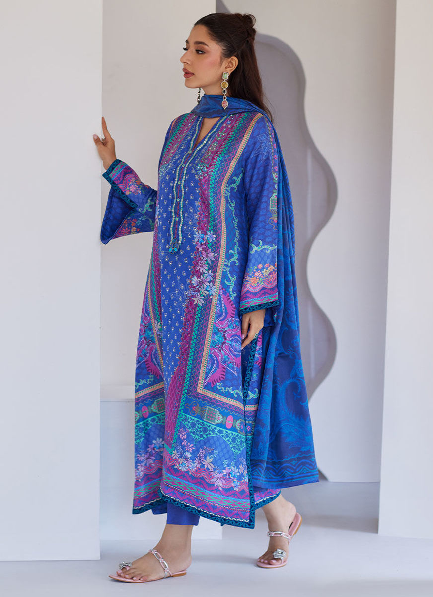 Revel Blue Shirt And Dupatta