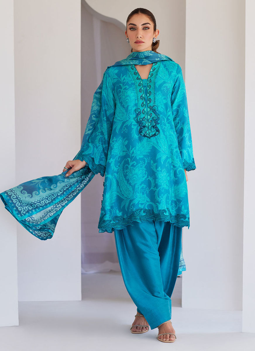 Luna Green Shirt And Dupatta