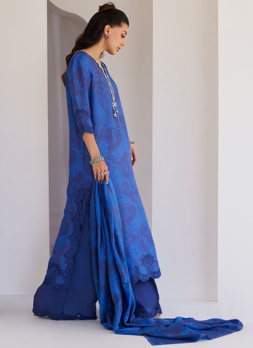 Azura Blue Shirt And Dupatta