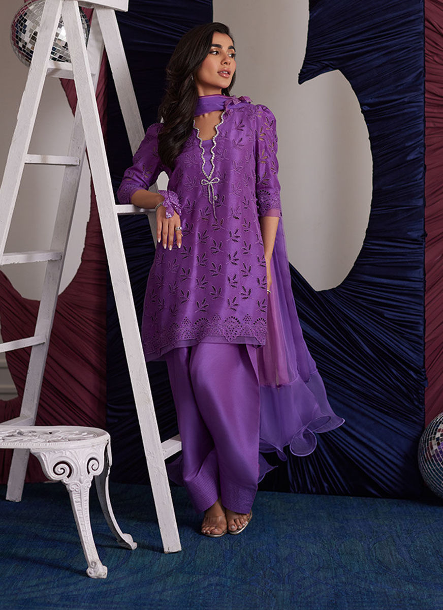 Illy Grape Shirt Dupatta With Loose Shalwar
