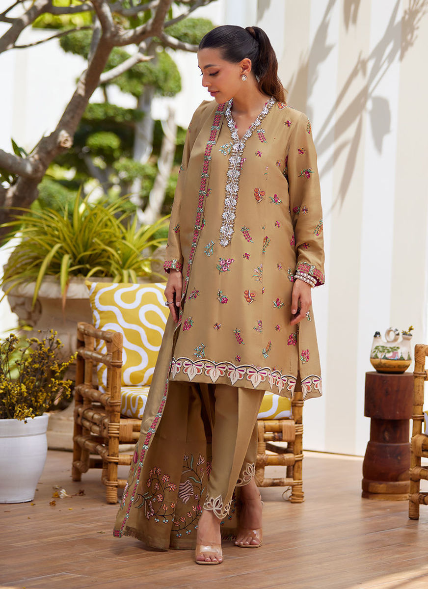 Lira Beige Shirt And Dupatta