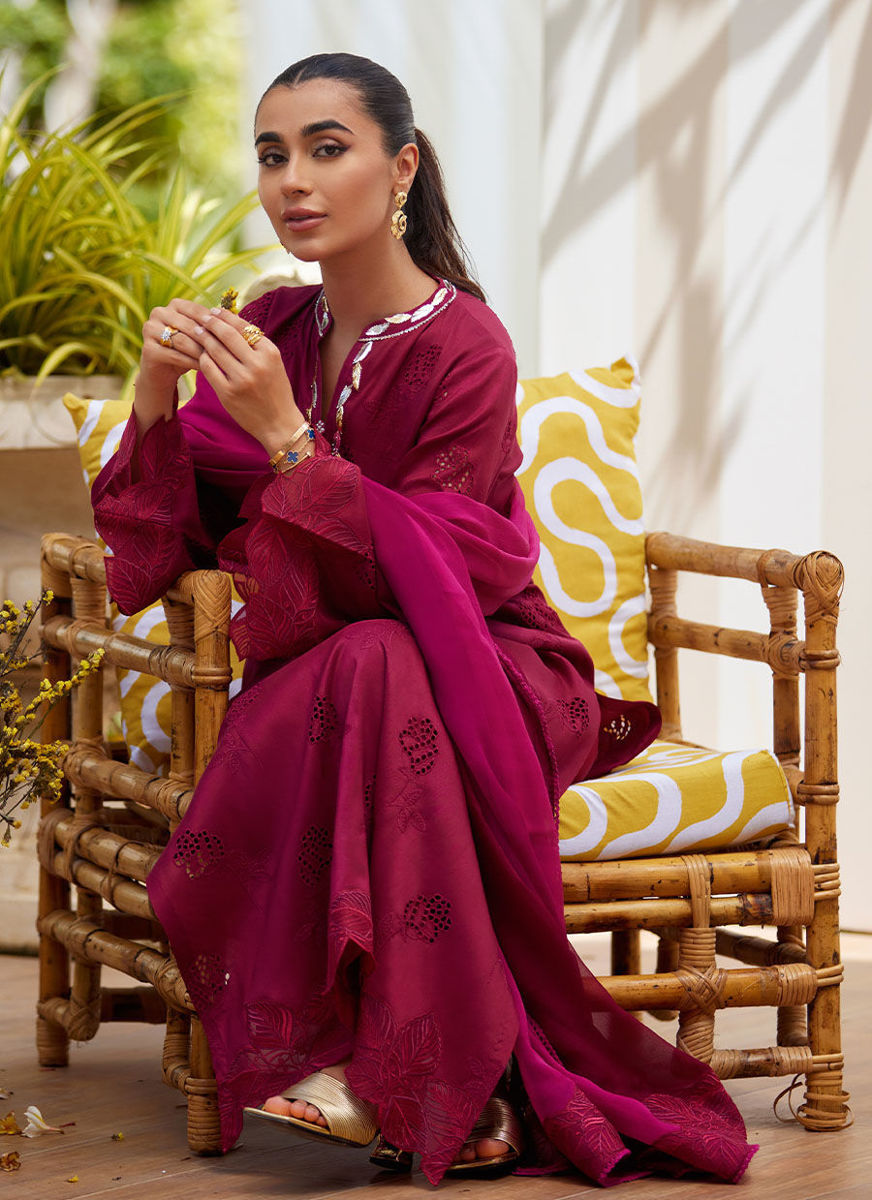 Aiko Burgundy Shirt And Dupatta