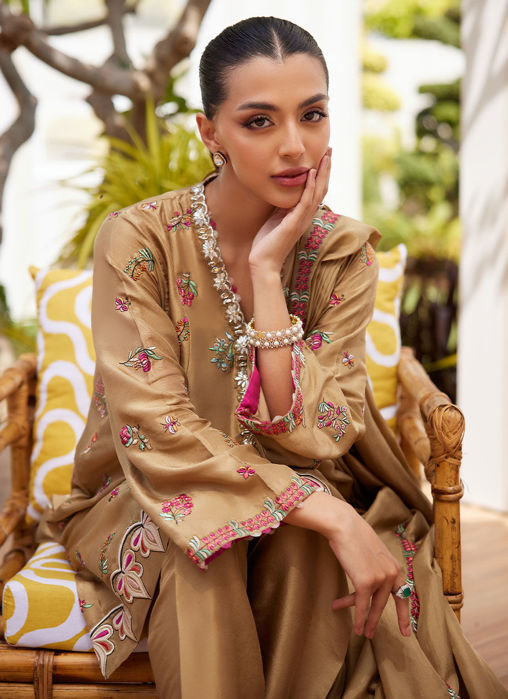 Lira Beige Shirt And Dupatta