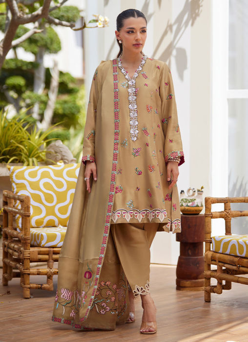 Lira Beige Shirt And Dupatta