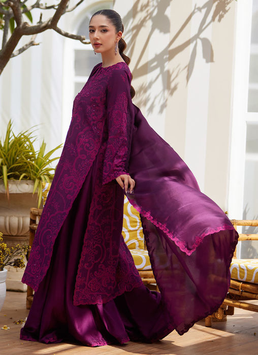 Sina Plum Shirt And Dupatta