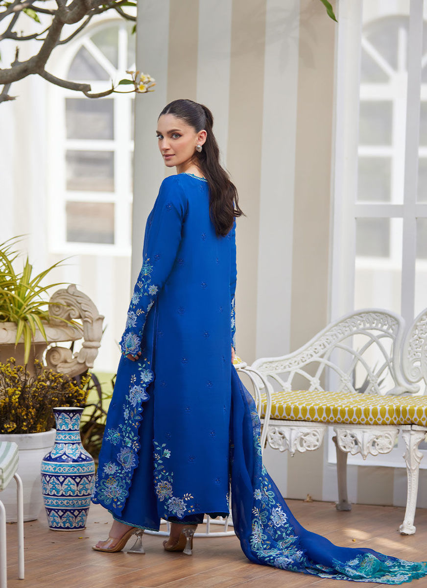 Tavia Cobalt Shirt And Dupatta