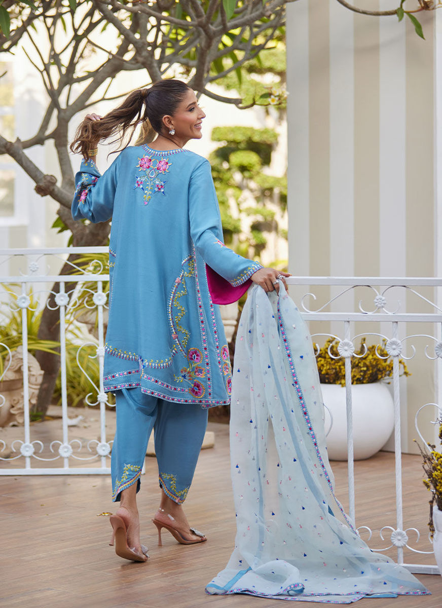 Nyssa Blue Shirt And Dupatta