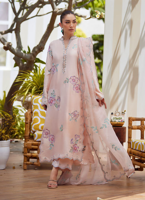 Vera Pink Shirt, Dupatta And Pants