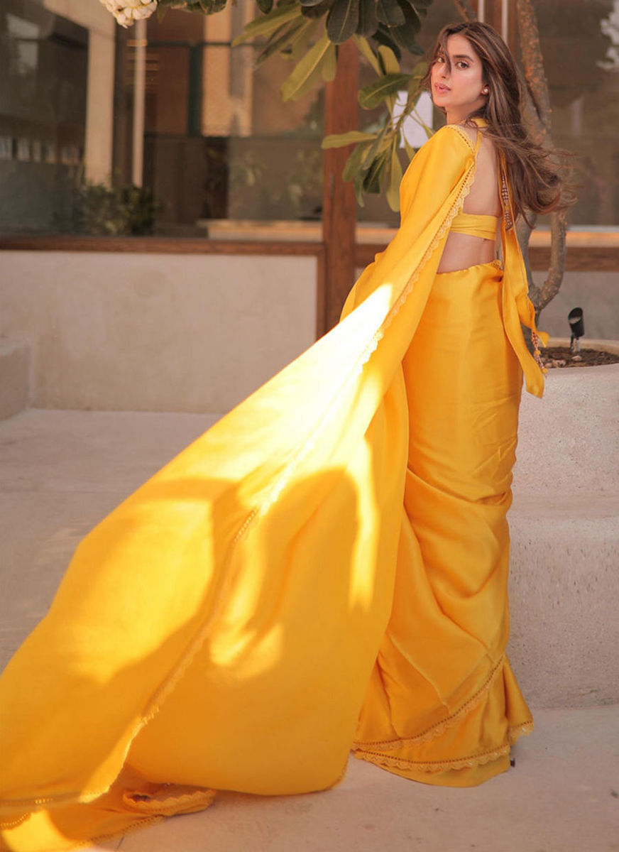 Saboor Aly in Canary Yellow Saree