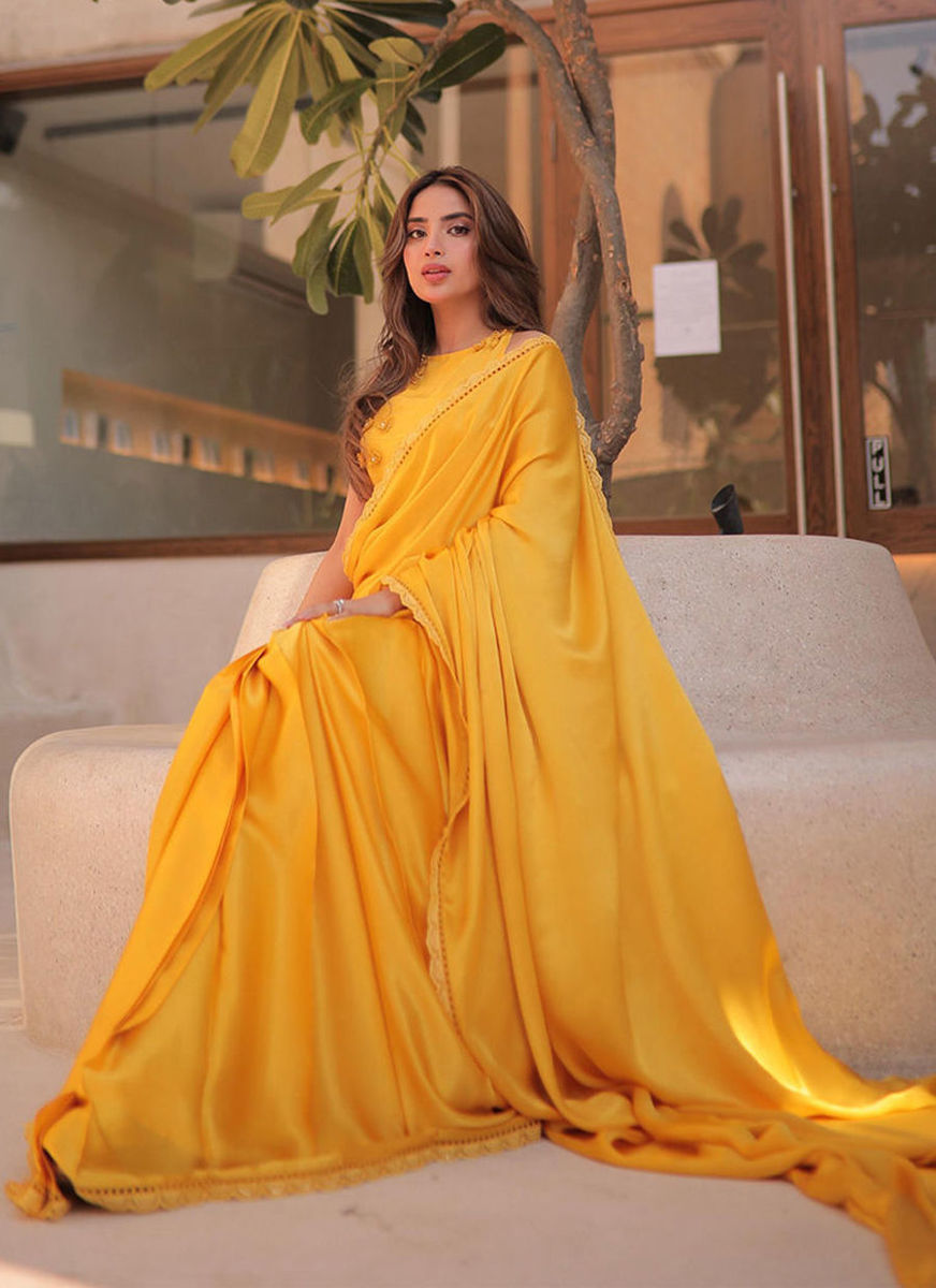 Saboor Aly in Canary Yellow Saree