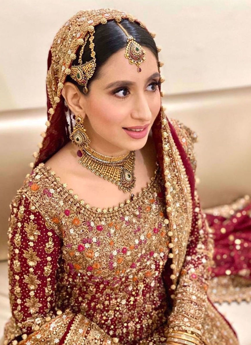 Sana Humayun In Scarlet Red Heirloom Bridal Ensemble