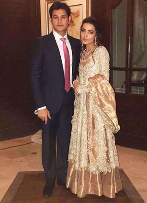 Picture of Maliha Shimmering In A Rose Gold Farah Talib Aziz Embellished Ensemble