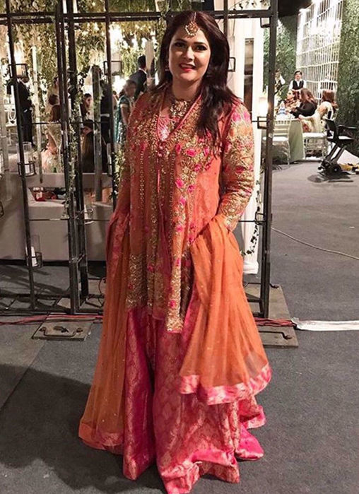 Picture of Noreen Lakhani In A Festive Coral And Pink Ensemble