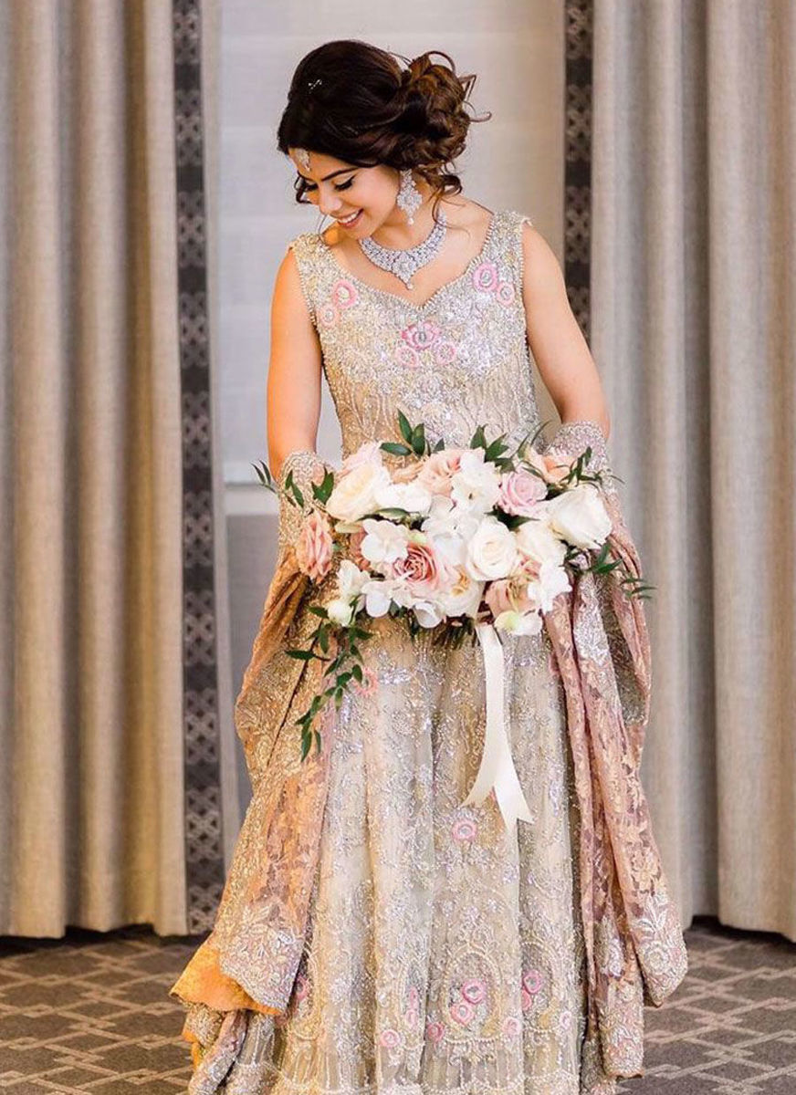 Mehreen In Ivory Ensemble With A Blush Chantilly Lace Dupatta