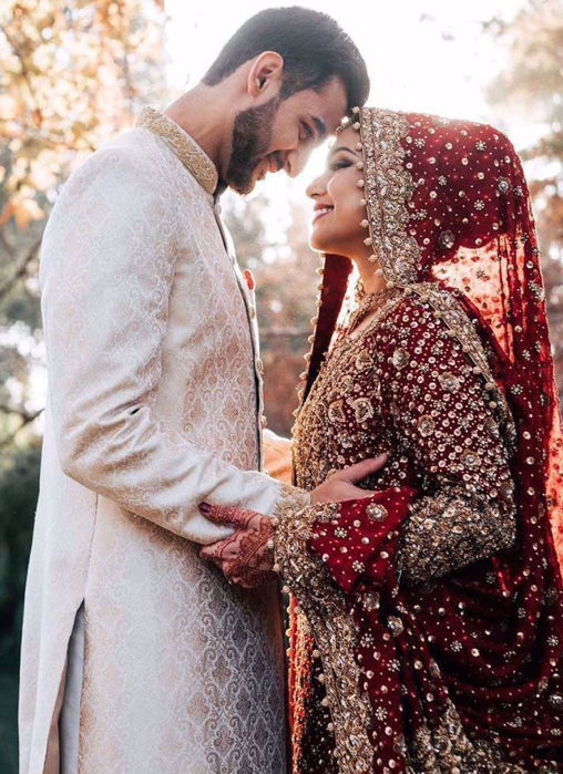 Picture of Syeda, A Breathtaking Traditional Bride On Her Wedding Day In A Classic Red And Gold Farah Talib Aziz Signature Bridal