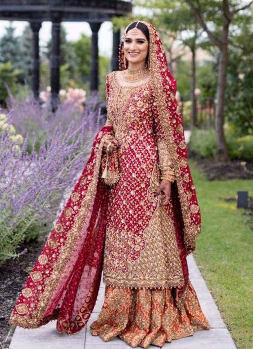 Saliha Ayub In A Scarlet #Farahtalibaziz Ensemble