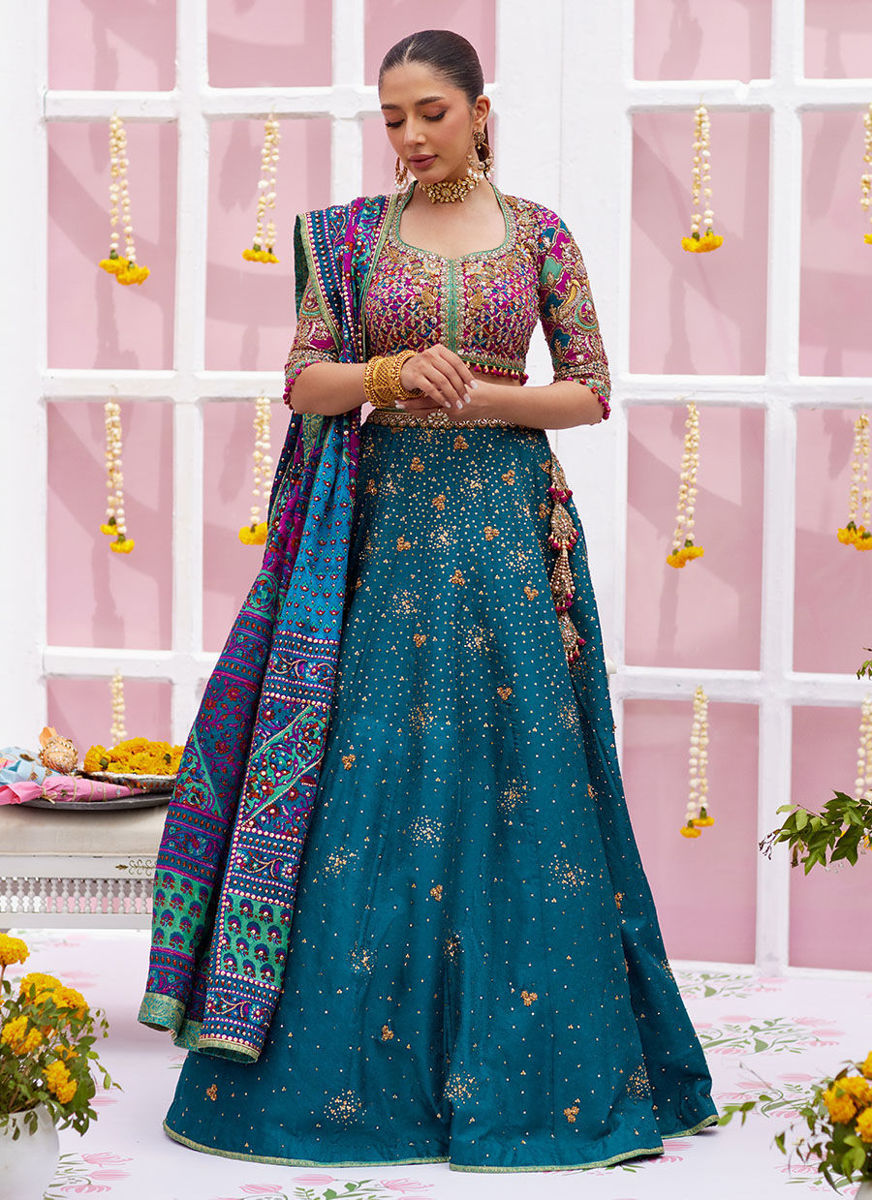 Ayelina Teal Lehnga Choli