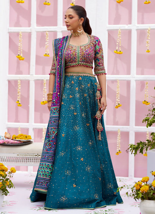 Ayelina Teal Lehnga Choli